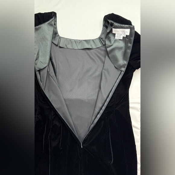 Maggy London Vintage Velvet Dress Short Sleeves Square Neck Size 12 - Picture 6 of 9